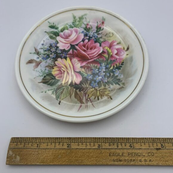 Vintage Royal Kent Floral Cabinet Plate Signed - Picture 5 of 6